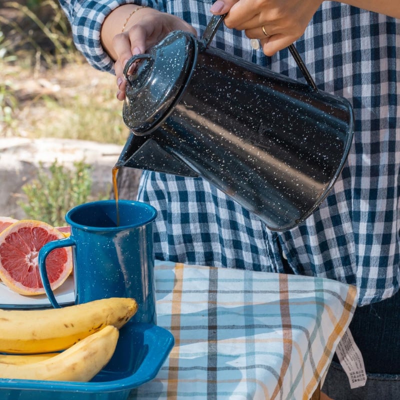 Granite Ware 3 Qt Enamelware Coffee Boiler (Speckled Black) 12 Cups capacity - Ideal for Camping, Cabin, RV, Heat Coffee, Tea and Water directly on Stove or Fire. Dishwasher Safe. - Image 3